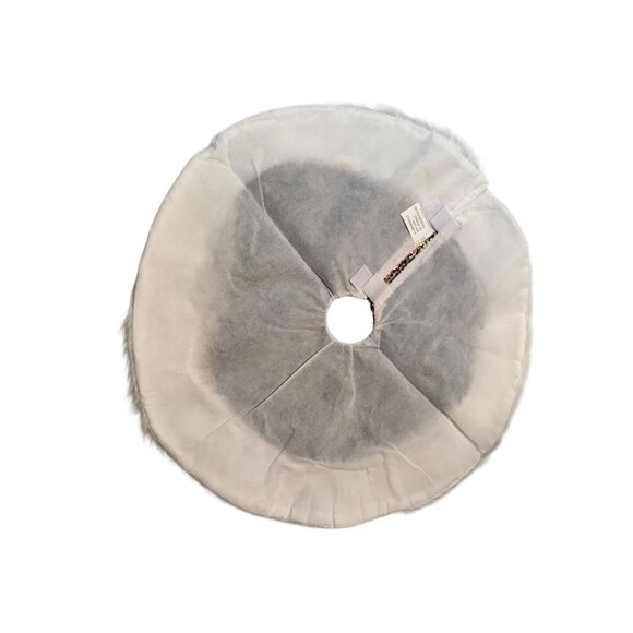 Reversible Mermaid Sequin Tree Skirt NWOT Gold & brown 18" Faux Fur Trim Holiday - Picture 2 of 6